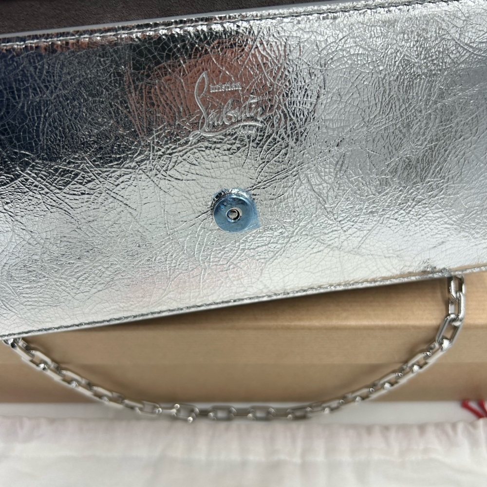 Women's Christian Louboutin, LOUBI54 clutch/shoulder bag with chain made Italy - Picture 7 of 15